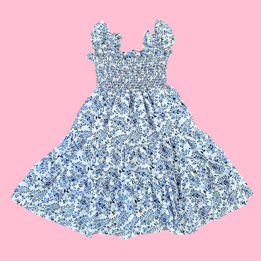 Blue Paisley Girl Dress (FINAL SALE)