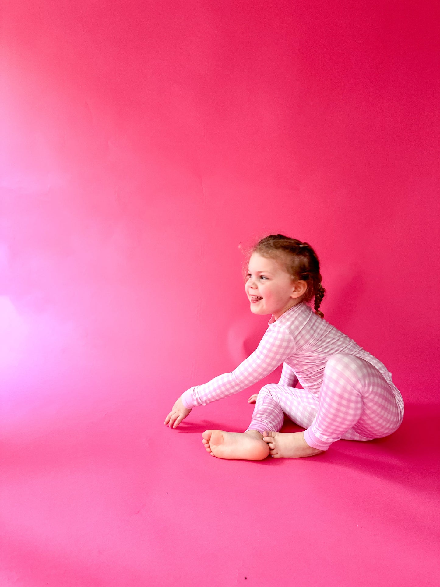 Light Pink Gingham PJ Set