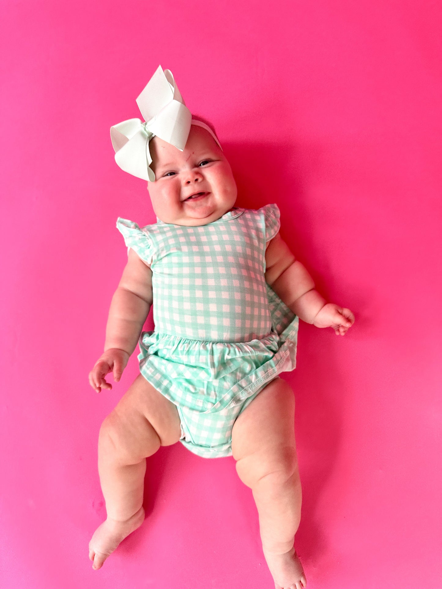 Mint Green Gingham Skirted Onesie