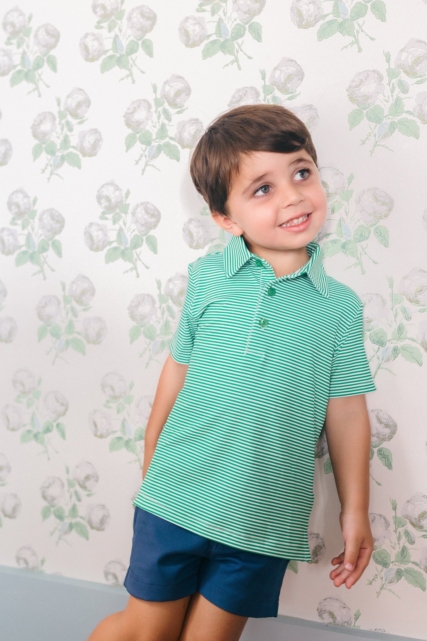 Green Stripe Boys' Polo