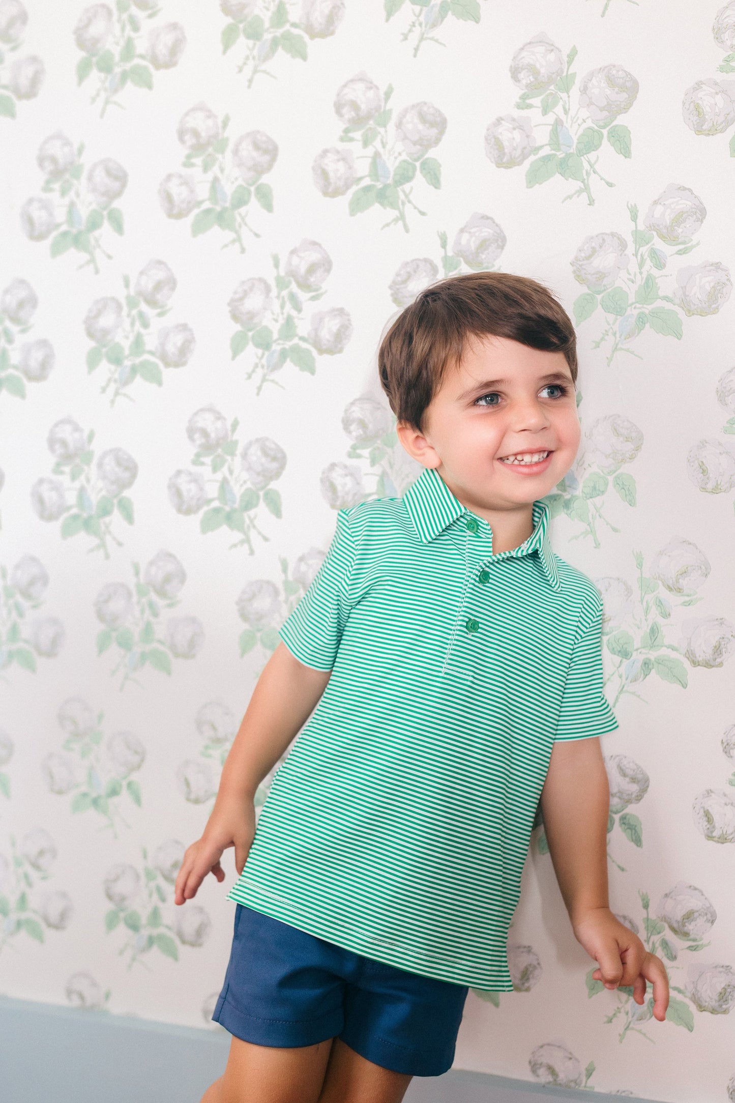 Green Stripe Boys' Polo