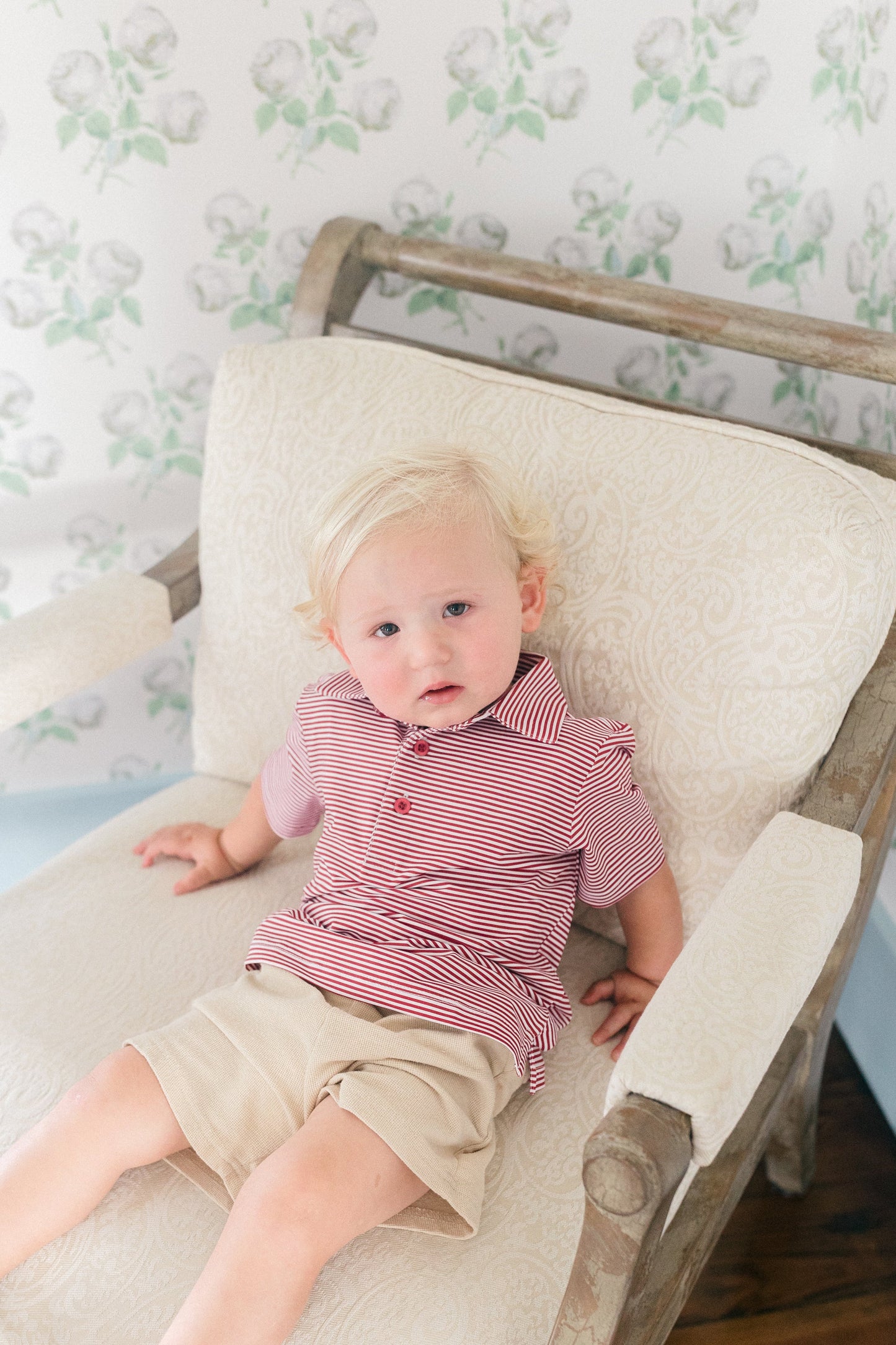 Maroon Stripe Boys' Polo