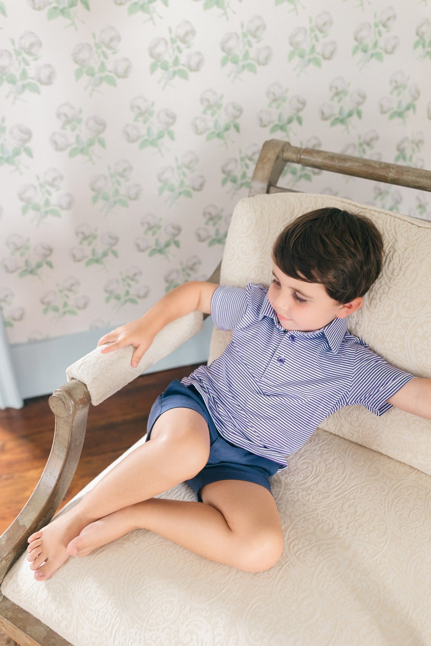 Purple Stripe Boys' Polo