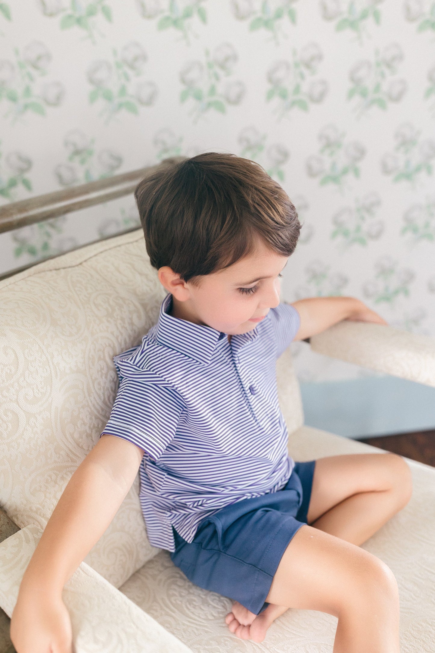 Purple Stripe Boys' Polo