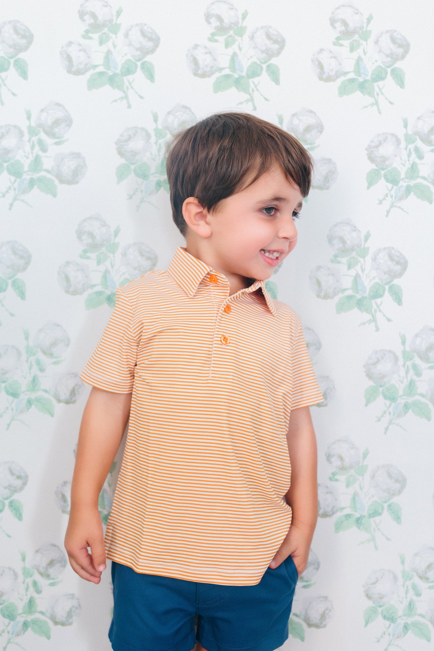 Orange Stripe Boys' Polo