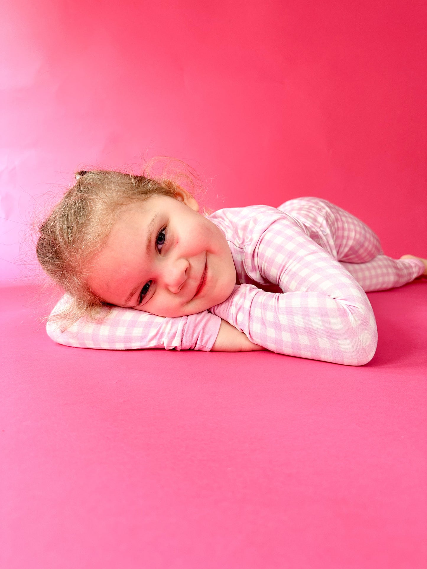 Light Pink Gingham PJ Set