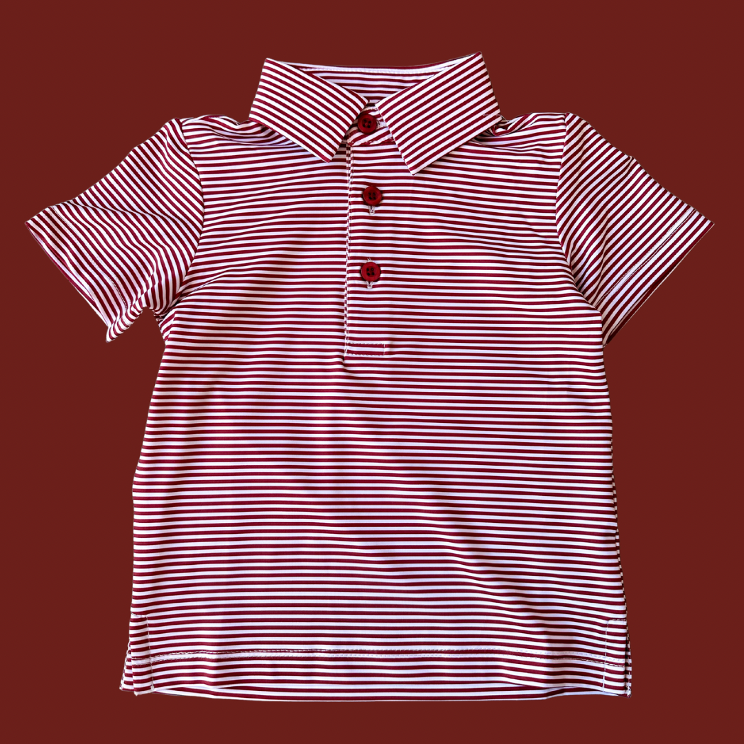 Maroon Stripe Boys' Polo